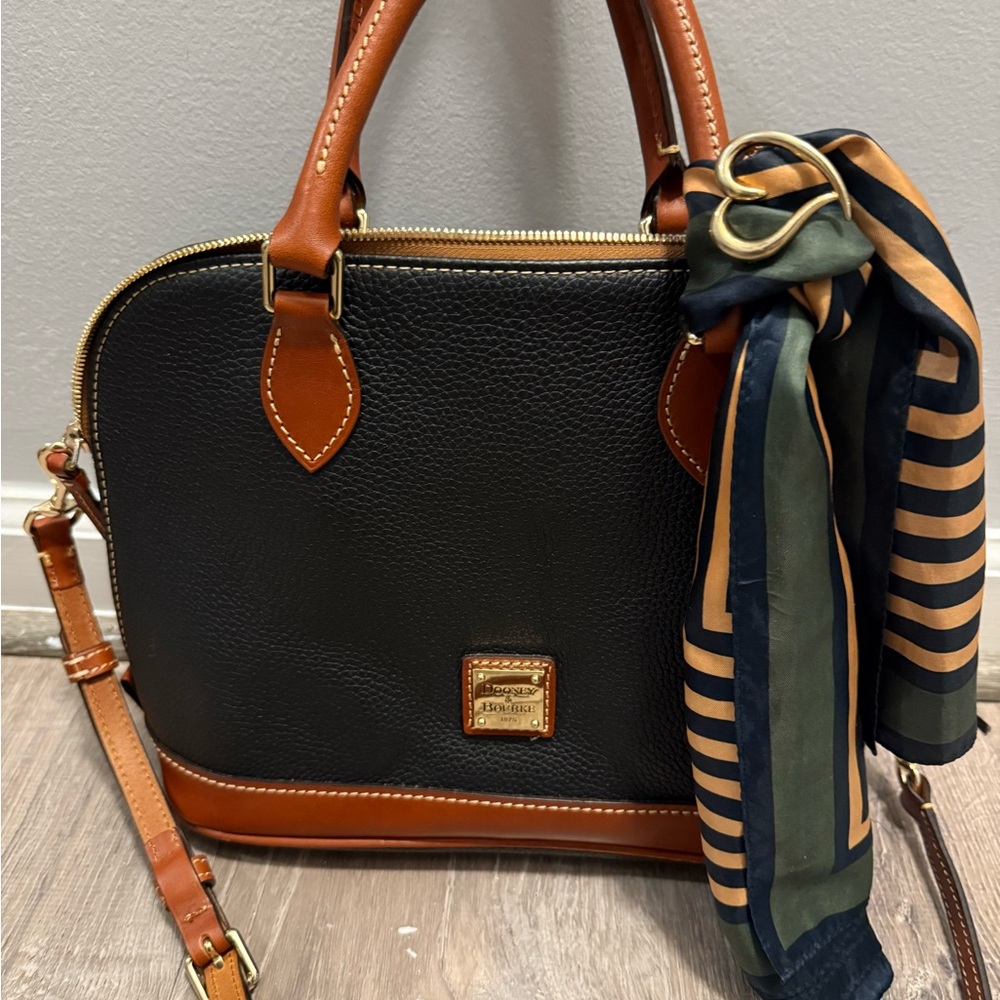 Dooney & Bourke Black and Tan Satchel